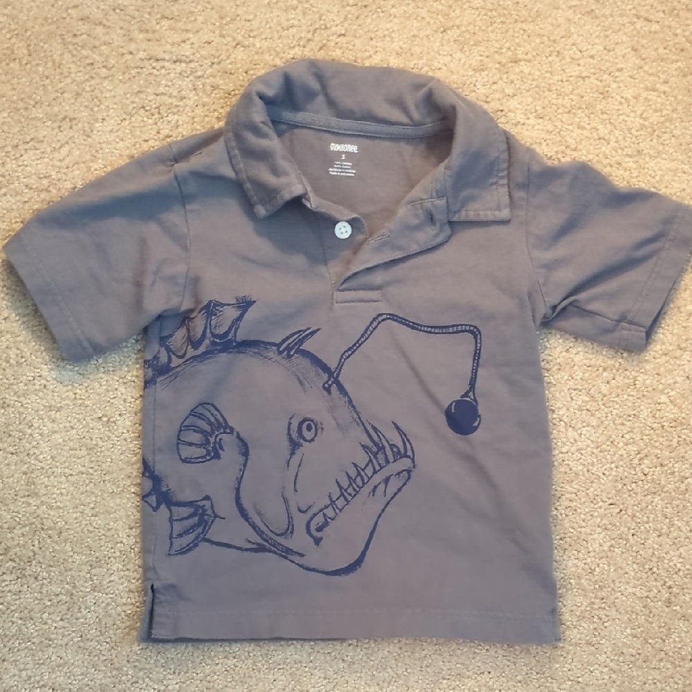 Gymboree Gray Angler Fish Polo